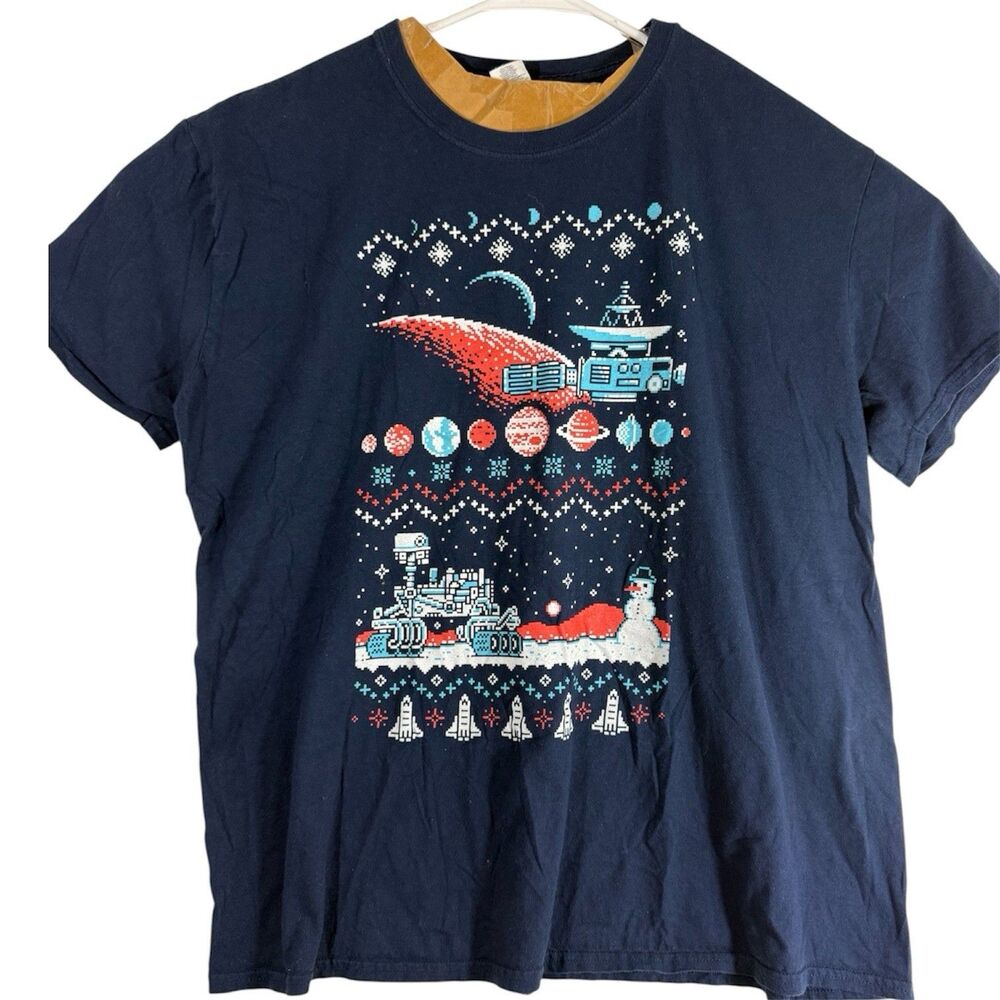 Loot Crate Men’s Size 2XL Galaxy Mars Rover Ugly Christmas Sweater Tee T-Shirt